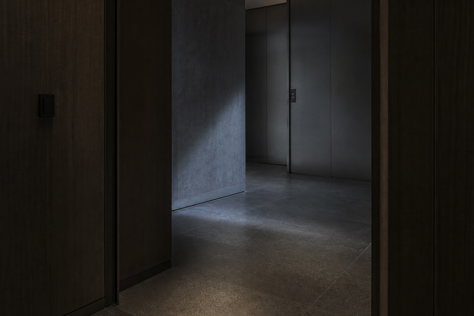 NOCTE interior transition from private room into hotel architecture.